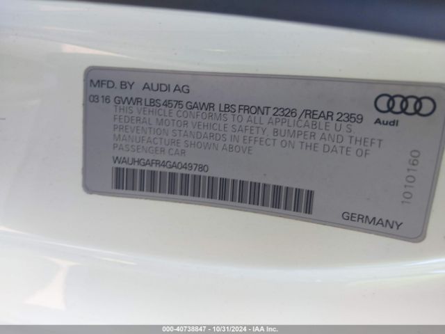 WAUHGAFR4GA049780 Audi A5 2.0t Premium