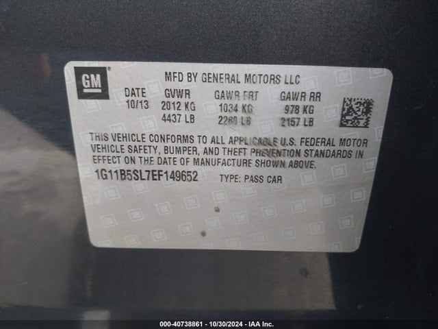 Chevrolet Malibu 1ls 2014 1G11B5SL7EF149652 Image 9