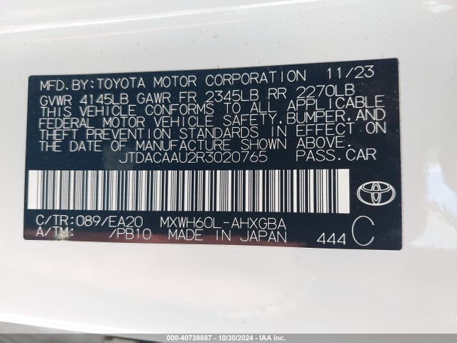 Toyota PRIUS XLE 2024 JTDACAAU2R3020765 Image 9