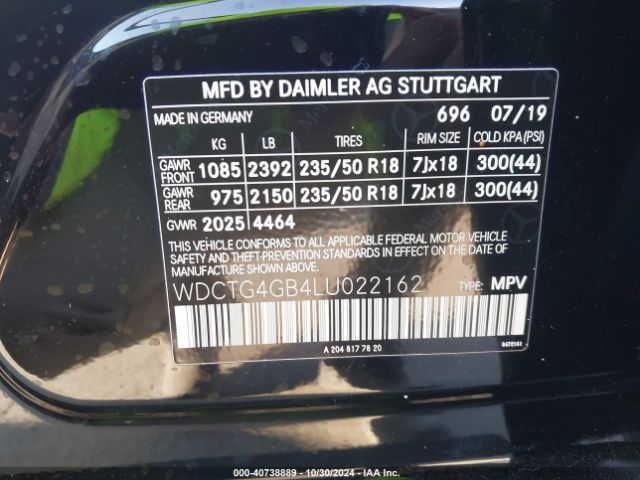 WDCTG4GB4LU022162 Mercedes-Benz Gla 250 4matic