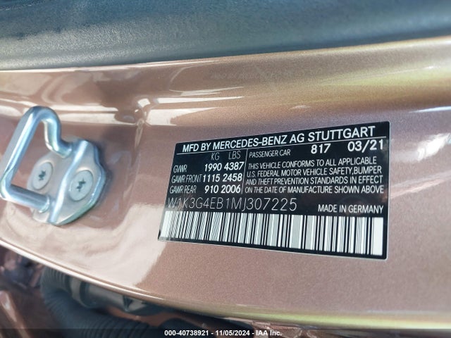 W1K3G4EB1MJ307225 Mercedes-Benz A 220