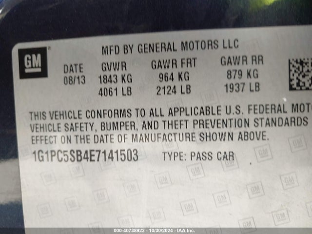 Chevrolet Cruze 1lt Auto 2014 1G1PC5SB4E7141503 Image 9