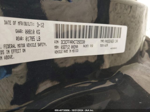 2012 FIAT 500 3C3CFFARXCT292330 Photo 8
