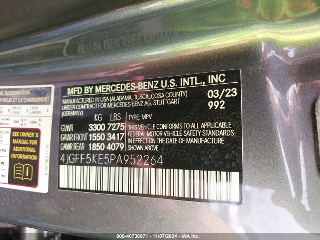 4JGFF5KE5PA952264 Mercedes-Benz Gls 450 4matic