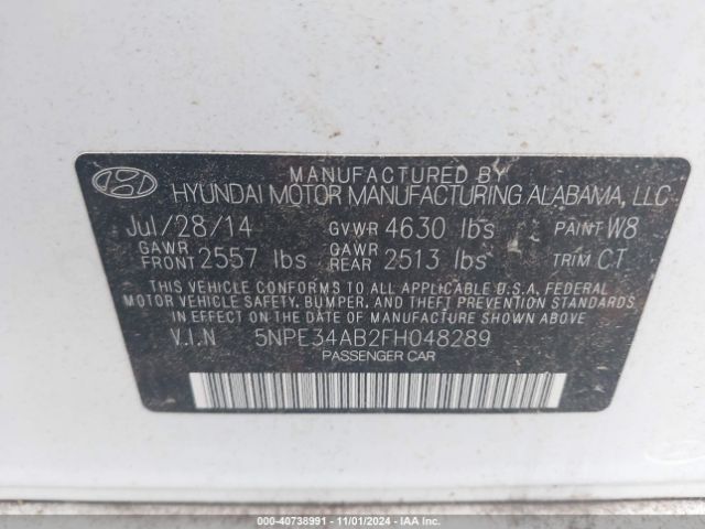 5NPE34AB2FH048289 Hyundai Sonata Sport 2.0t