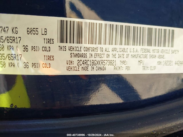 Chrysler Pacifica Touring L 2019 2C4RC1BGXKR573821 Image 9