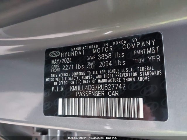 KMHLL4DG7RU827742 Hyundai ELANTRA SE
