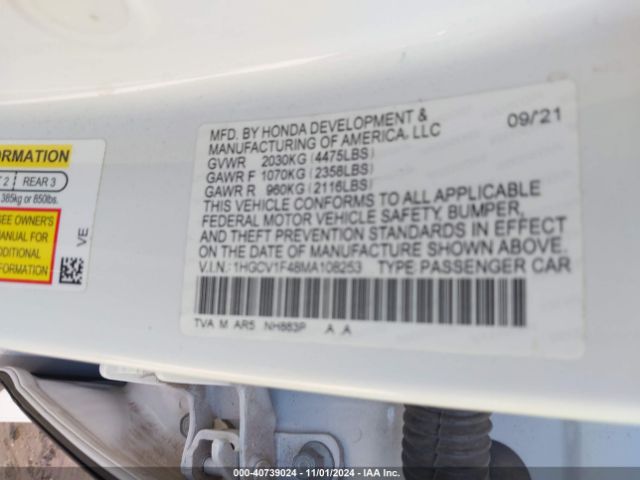 1HGCV1F48MA108253 Honda Accord Sport Special Edition