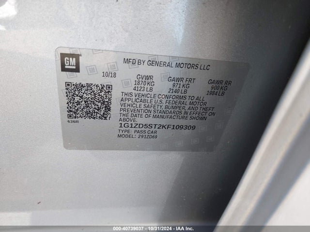 Chevrolet MALIBU LT 2019 1G1ZD5ST2KF109309 Image 9