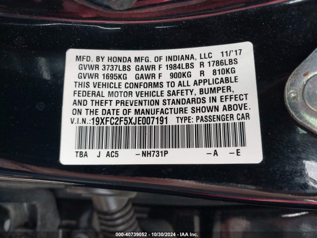 Honda Civic Lx 2018 19XFC2F5XJE007191 Image 9
