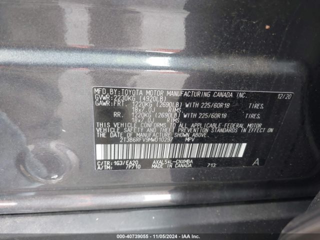2T3B6RFV9MW010297 Toyota Rav4 Hybrid Xle Premium