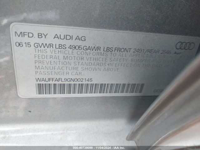 WAUFFAFL9GN002145 Audi A4 2.0t Premium