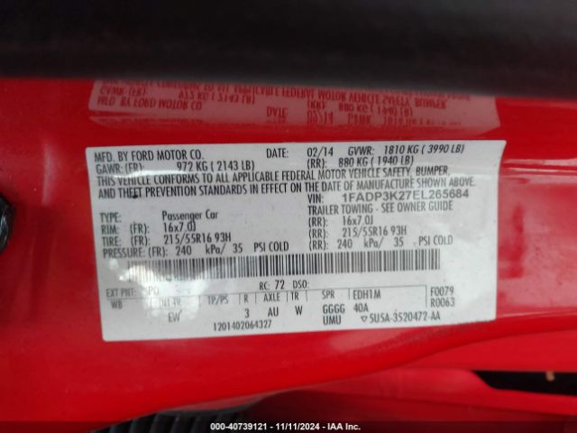 1FADP3K27EL265684 Ford FOCUS SE