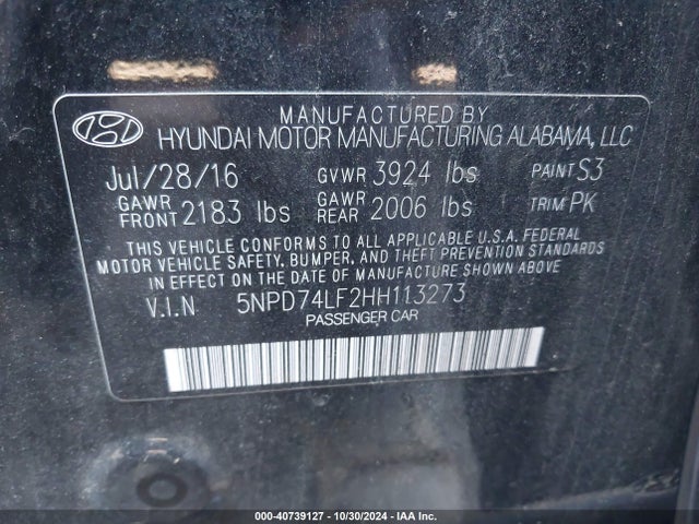 Hyundai ELANTRA SE 2017 5NPD74LF2HH113273 Image 9