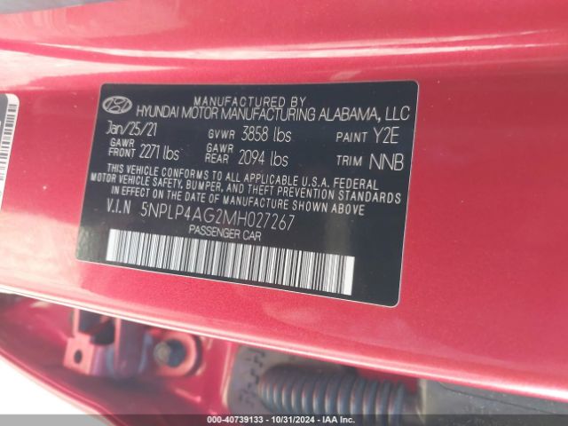 5NPLP4AG2MH027267 Hyundai Elantra Limited