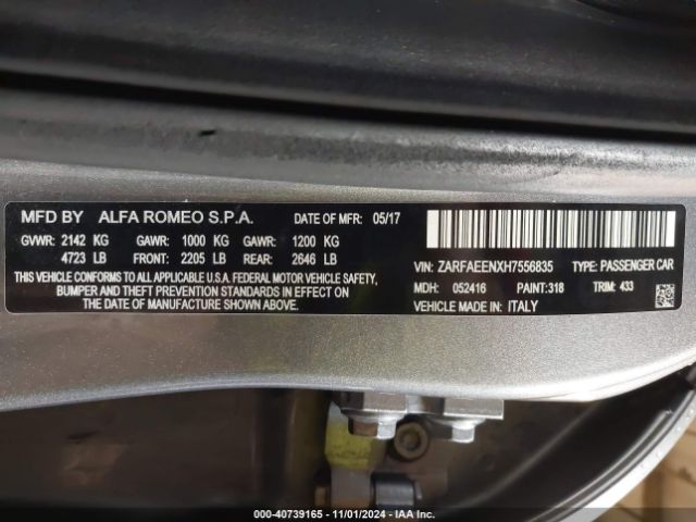 ZARFAEENXH7556835 Alfa Romeo Giulia Ti Awd