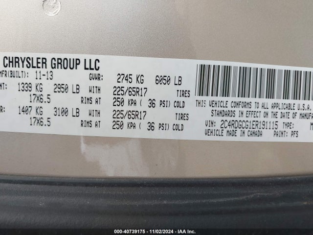 Dodge Grand Caravan Sxt 30th Anniversary 2014 2C4RDGCG1ER191115 Image 9