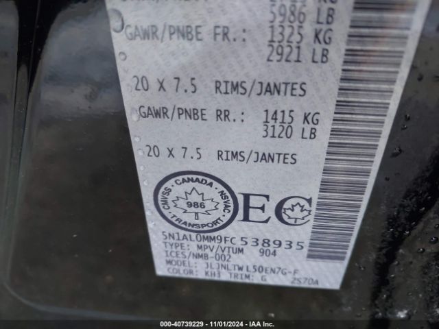 5N1AL0MM9FC538935 Infiniti QX60