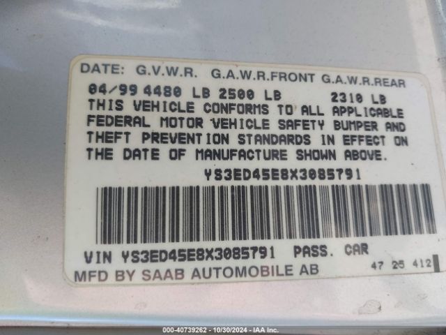 1999 SAAB 9-5 YS3ED45E8X3085791 Photo 8