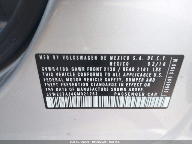 3VW267AJ4GM321762 Volkswagen Jetta 1.4t S