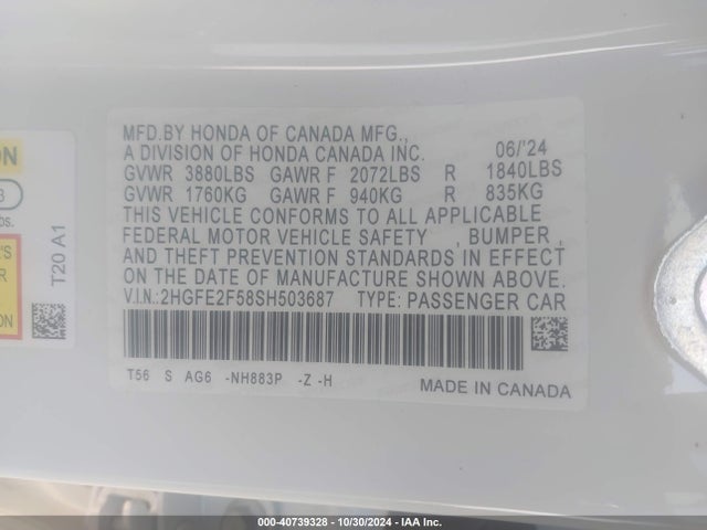 Honda Civic Sport 2025 2HGFE2F58SH503687 Image 9