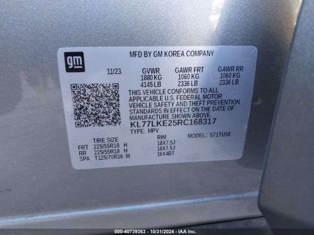 KL77LKE25RC168317 Chevrolet Trax Fwd Activ