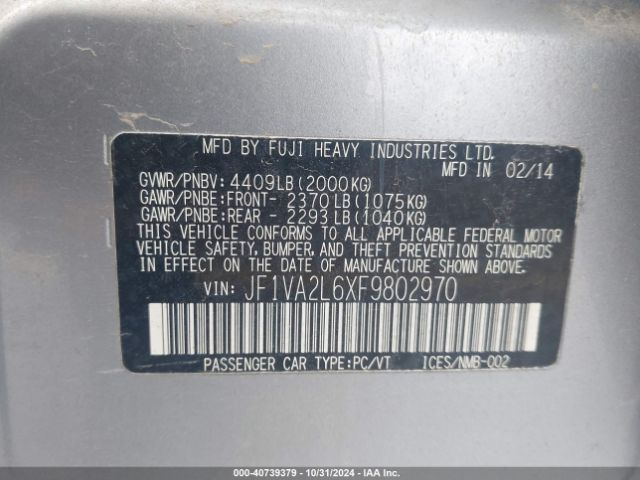JF1VA2L6XF9802970 Subaru Wrx Sti