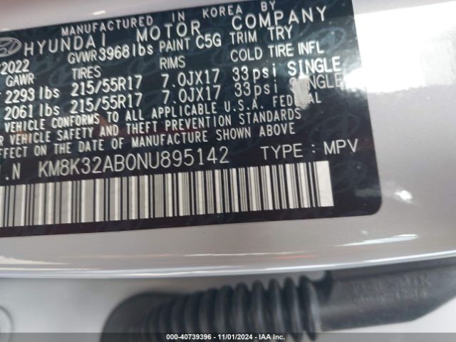 KM8K32AB0NU895142 Hyundai Kona Sel