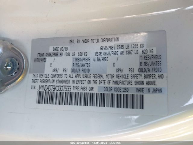 JM1NDAD79K0307533 Mazda Mx-5 Miata Grand Touring