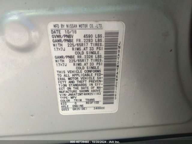 JN8AT2MT4KW251183 Nissan ROGUE SV