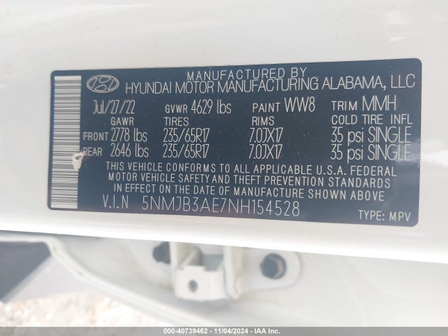 Hyundai TUCSON SEL 2022 5NMJB3AE7NH154528 Image 9