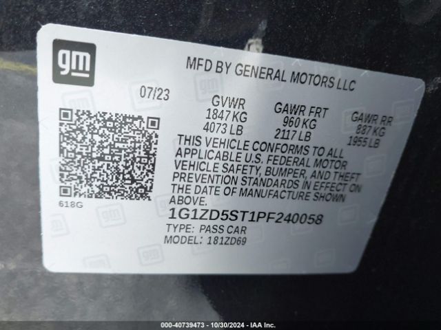 1G1ZD5ST1PF240058 Chevrolet Malibu Fwd 1lt