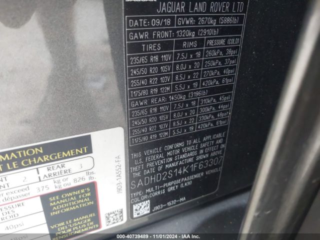 2019 JAGUAR I-PACE SADHD2S14K1F63307 Photo 8