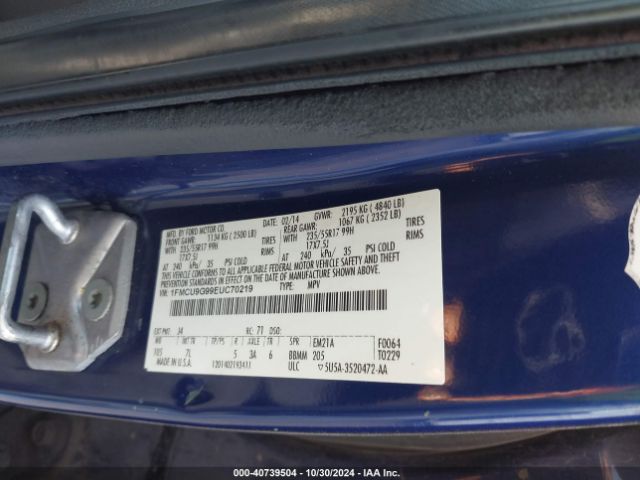 1FMCU9G99EUC70219 Ford ESCAPE SE