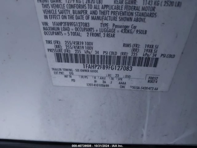 1FAHP2F89FG127083 Ford Taurus Limited