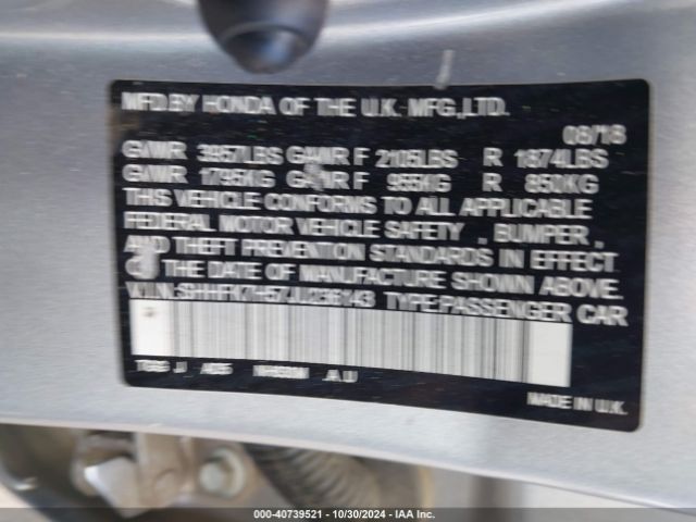 SHHFK7H57JU236143 Honda CIVIC EX