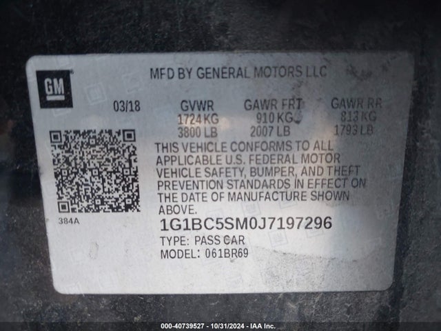 Chevrolet Cruze Ls Auto 2018 1G1BC5SM0J7197296 Image 9