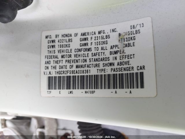 1HGCR2F59EA008361 Honda Accord Sport