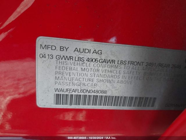 2013 AUDI A4 WAUFFAFL6DN048088 Photo 8