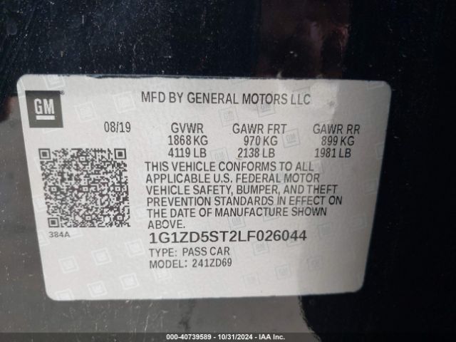 1G1ZD5ST2LF026044 Chevrolet Malibu Fwd Lt