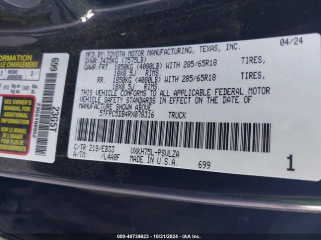 5TFPC5DB4RX078316 Toyota Tundra Hybrid Trd Pro