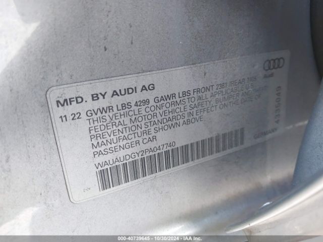 WAUAUDGY2PA047740 Audi A3 Premium 40 Tfsi Front-wheel Drive S Tronic