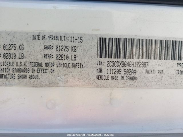 2C3CDXBG4GH122987 Dodge Charger Se