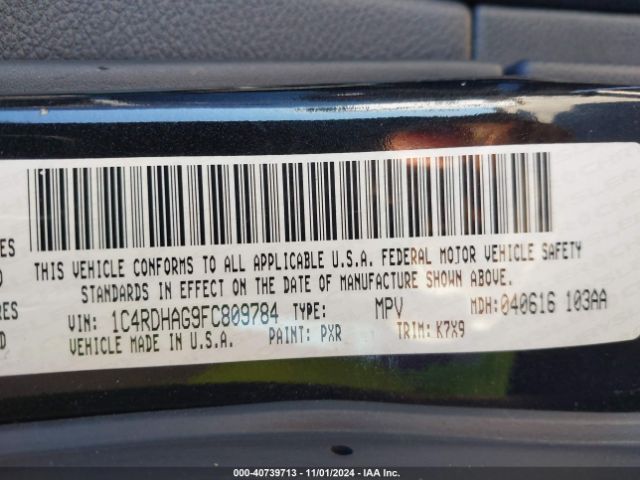 1C4RDHAG9FC809784 Dodge Durango Sxt