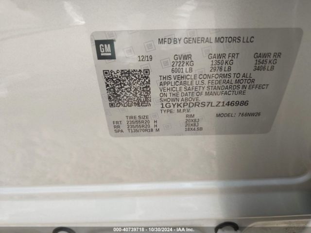 1GYKPDRS7LZ146986 Cadillac Xt6 Awd Premium Luxury