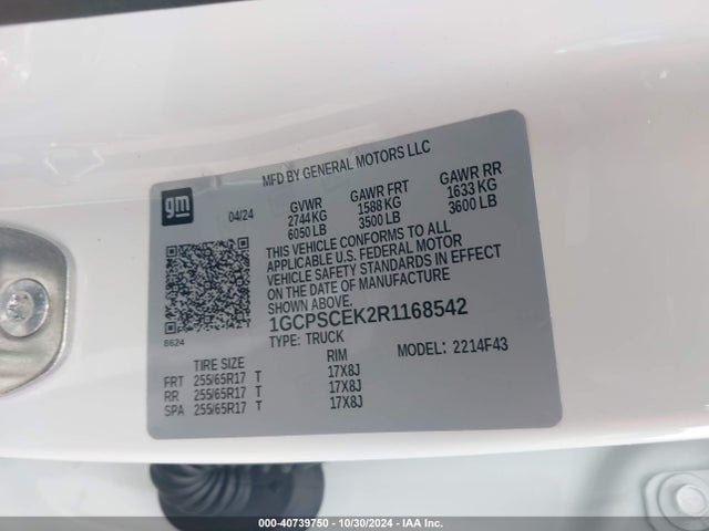 1GCPSCEK2R1168542 Chevrolet Colorado 2wd Lt