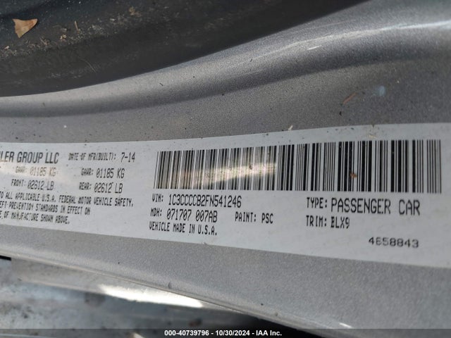 Chrysler 200 C 2015 1C3CCCCB2FN541246 Image 9