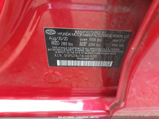 Hyundai ELANTRA SE 2020 5NPD74LF4LH619115 Image 9