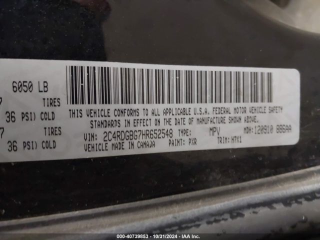 2C4RDGBG7HR652548 Dodge Grand Caravan Se
