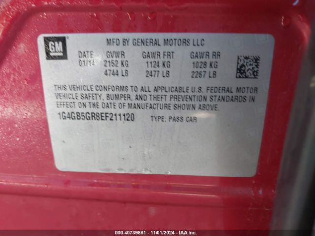 1G4GB5GR8EF211120 Buick Lacrosse Leather Group